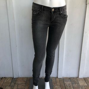 Gray True Religion denim with studded hip